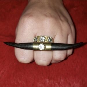 Gold and Black Statement Ring with Crystals